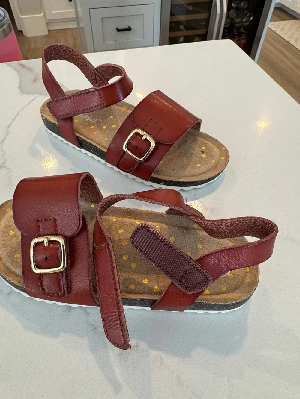 Cat & Jack Cognac Berdie Footbed Sandals, Toddler Girls' Size 10